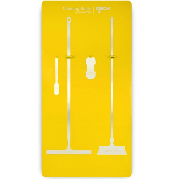 IGX1Y-Panou galben din aluminiu pentru agatarea si depozitarea igienica a ustensilelor de curatare IGEAX 1Y-1 Panou galben din aluminiu pentru agatarea si depozitarea igienica a ustensilelor de curatare, imprimat cu codul si forma acestora, shadow board IGEAX 1Y, 1000 x 3 x 2000 mm, HACCP