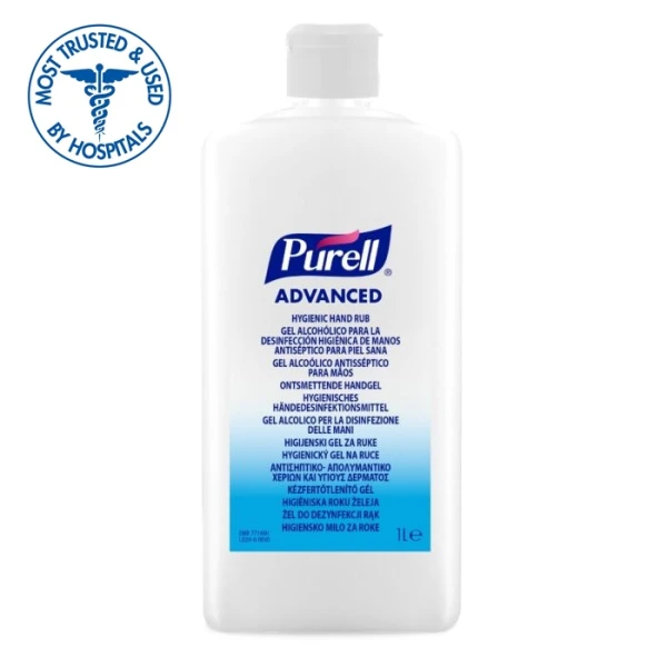 GJ9762-06-EEU_Dezinfectant maini gel Gojo Purell Advanced flacon cilindric 1000 ml cu capac, pentru dispenser SV2200-20-01_1 Dezinfectant maini gel Gojo Purell Advanced flacon pentru Eurodispenser 1000 ml cu capac, pentru dispenser SV2200-20-01