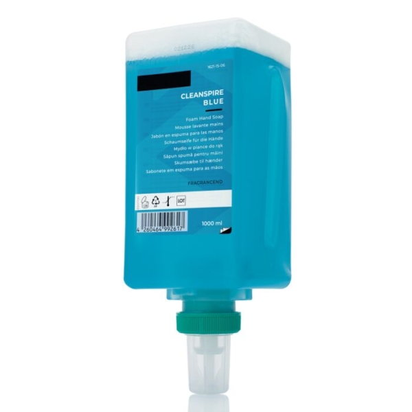 Sapun spuma SVEMA CLEANSPIRE BLUE  1000 ml pentru dispenser DENALI-A, spuma delicata cu parfum, hidrateaza si catifeleaza pielea, incolor
