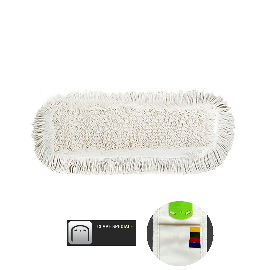 Rezerva mop plat bumbac, Tufting Export - Flat, gri, 40 x 13 cm, cu buzunare benzi speciale