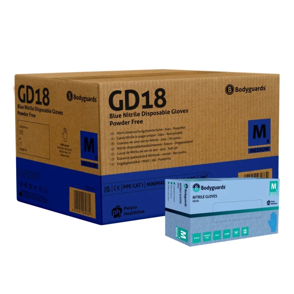Manusi examinare, nitril, albastre, de unica folosinta, SHIELD GD18, nepudrate, 100buc / cutie pentru medical, HoReCa, saloane si domeniul industrial, calitate premium