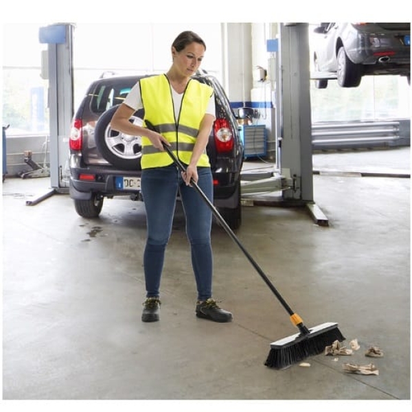 Matura pentru exterior 45 cm, Igeax Industrial 324, neagra, inclinata, prindere cu filet, peri duri, cu filet universal, fara maner