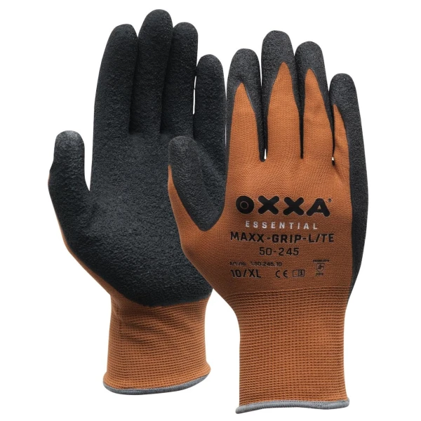 Manusi de protectie OXXA Maxx Grip Lite 50-245, suport nailon, imersie de latex poros pe palma, aderenta ridicata in medii umede si uscate, confort si dexteritate