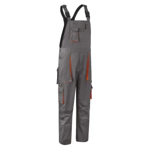 Pantaloni de lucru cu pieptar, Navy / Paddock II, gri-portocaliu, 60% bumbac/40% poliester – 245g/m², buzunare multiple, rezistenti la uzura, genunchi preformati, Coverguard