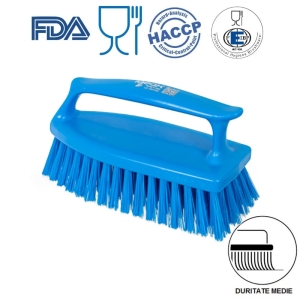Perie de mana cu maner special, IGEAX 1090, duritate medie, albastra, rezistenta la 121°C, autoclavare pentru industria alimentara, certificare HACCP, FDA
