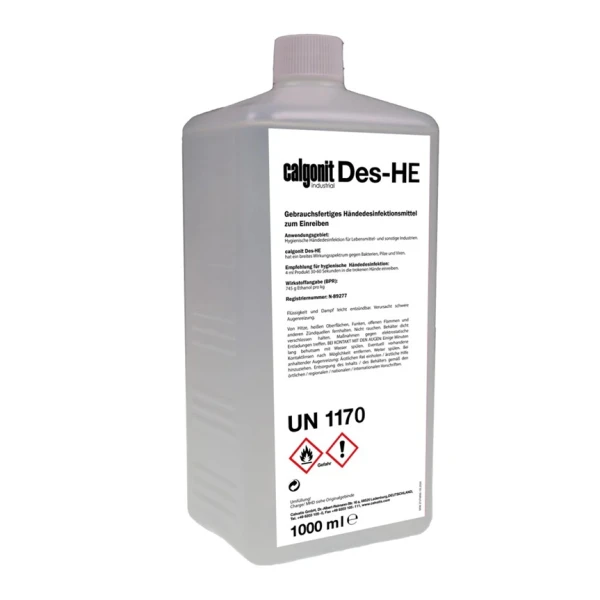 CLDES-HE5_Dezinfectant pentru maini, DES-HE, 1 litru, TP1, nediluat, pe baza de ethanol_1 Dezinfectant pentru maini, Calgonit DES-HE, 1litru, TP1, nediluat, pe baza de ethanol, gata de folosire