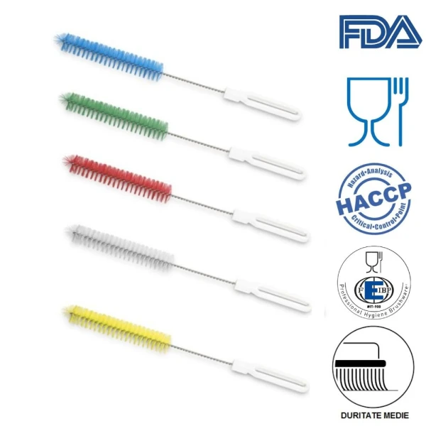 Perie cilindrica pentru sticle, tuburi, IGEAX 1047, diametru 15mm, lungime 30 cm, duritate medie, rosie, rezistenta la 121°C, autoclavare, pentru industria alimentara, certificare HACCP, FDA
