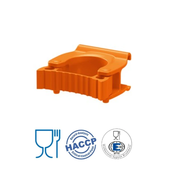 Suport portocaliu pentru manere, pentru bara cu prindere pe perete IGX1086, IGX1087, certificat Food Contact, conform HACCP