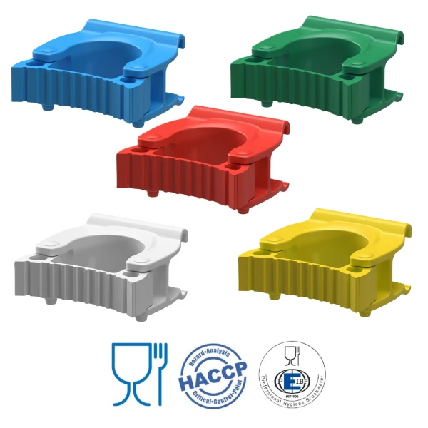 Suport alb pentru manere, pentru bara cu prindere pe perete IGX1086, IGX1087, certificat Food Contact, conform HACCP