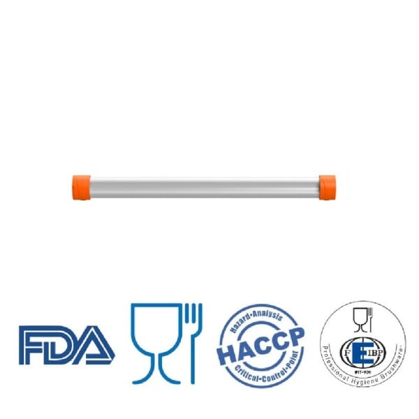 Bara suport din aluminiu pentru ustensile, portocaliu, 50cm, IGEAX 1087O, contine kitul de montare si fixare pe perete certificat Food Contact, conform HACCP, FDA