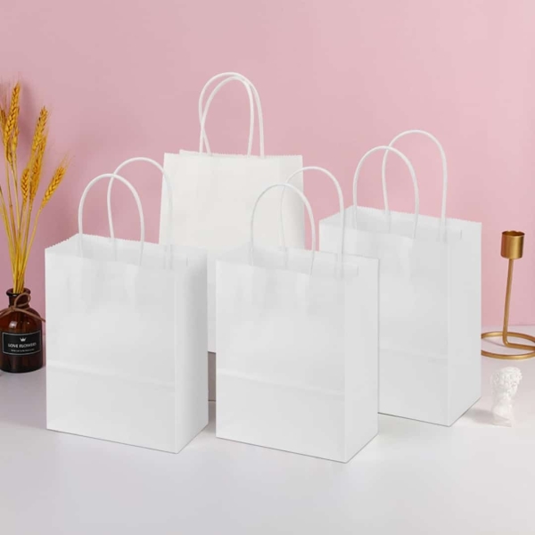 Punga hartie, alba, cu maner sfoara - 32x12x41 cm - 100 BUCATA.