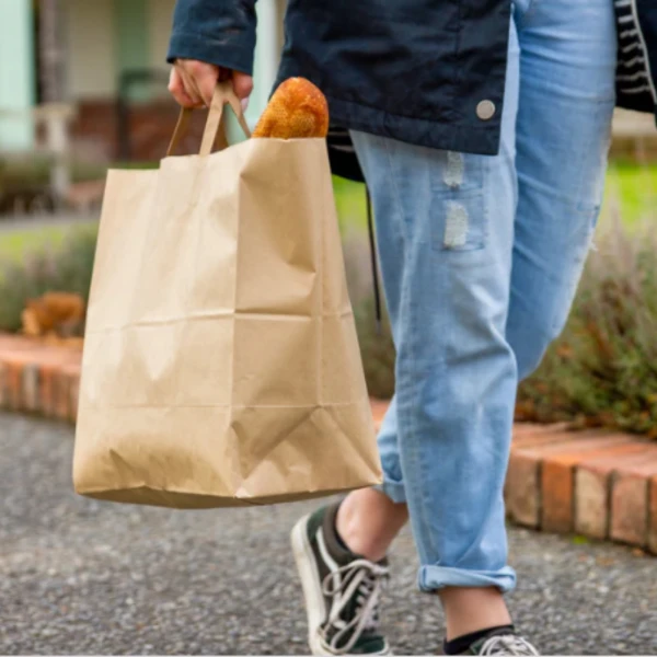 Punga hartie natur, cofetarie, prajituri, maner flat, 4 dimensiuni disponibile - 30x20x33cm - 250 BUCATAati / set