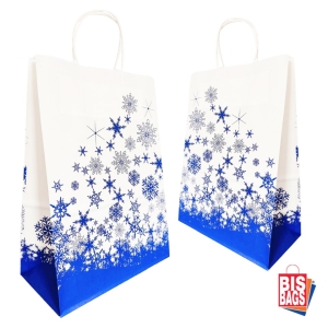 Sacosa imprimata stelute albastre - 22x12x31cm - 100 BUCATA