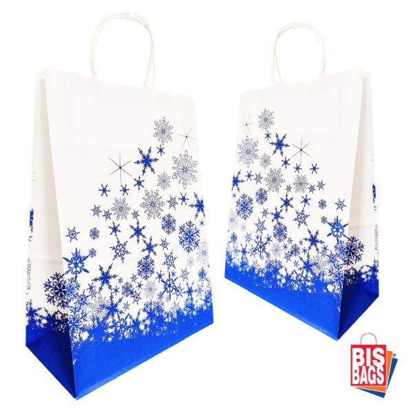 Sacosa imprimata stelute albastre - 22x12x31cm - 100 BUCATA