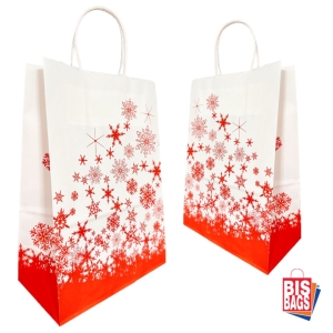 Sacosa imprimata stelute rosii - 22x12x31cm - 100 BUCATA