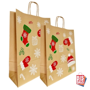 Sacosa natur Xmas - 20x9x25cm - 100 BUCATA
