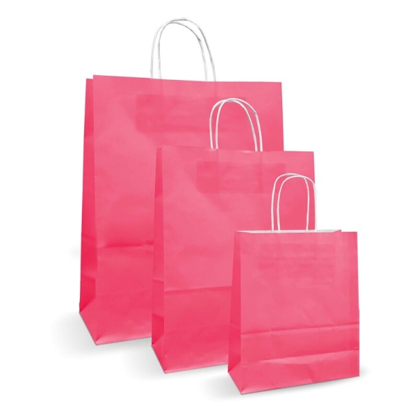 Pungi albe, colorate 100% roz - 20X9X25 - 100 BUCATA.