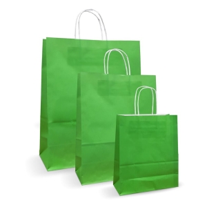 Pungi albe, colorate 100% verde deschis - 16X9X21cm - 100 BUCATA.