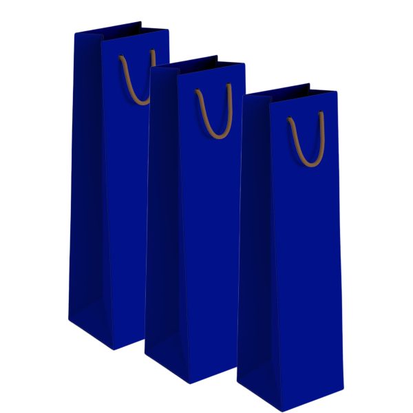 mockups-design.com Pungi hartie vin ,albastre ,maner snur - 11x10x38cm - 25 BUCATA