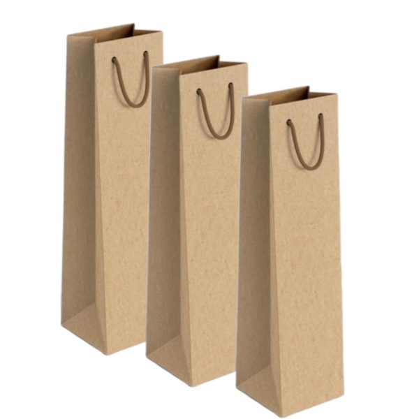 Punga vin din h√¢rtie cu m√¢ner »ônur - 11x10x38cm - 25 BUCATA