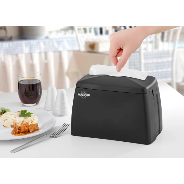 Dispenser șervețele maxi, negru, Rulopak Tekcek – plastic ABS, capacitate 250 foi