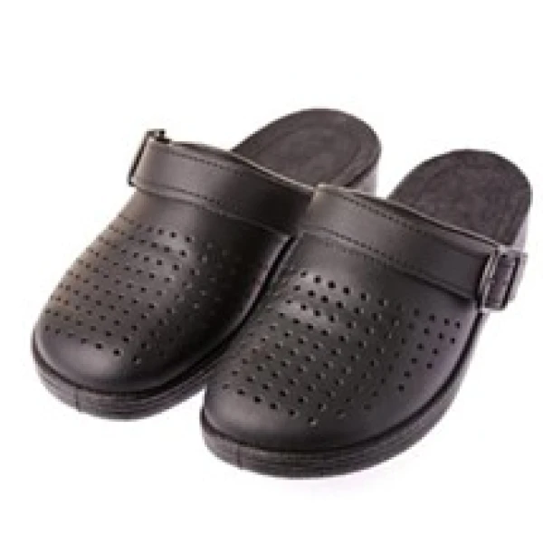 model 04-04 Saboti medicinali din piele naturala, negri, brant-piele naturala, captuseala-textil antibacterian, talpa-injectie PU