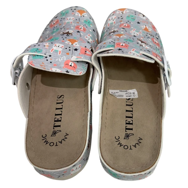 Saboti medicali, TELLUS, din piele artificiala, talpa lipita PU, model Animalute