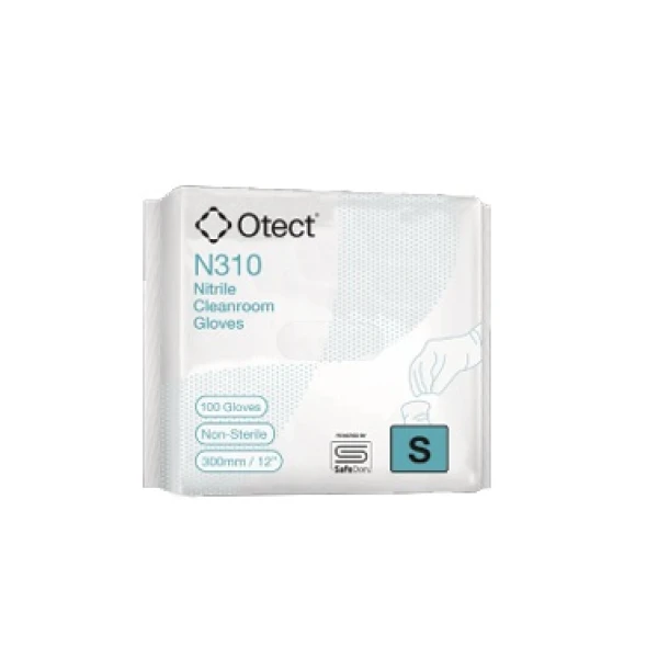 Manusi de nitril albe, nesterile, Otect Cleanroom, clasa ISO 5, lungime 30 cm, cutie cu 100 manusi/cutie, 2 cutii/punga, 5 pungi/bax