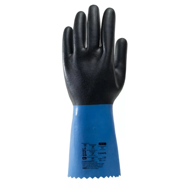 1chne30_eurochem_ne530_1 Manusi PDE protectie chimica, din bumbac neopren albastru si negru, EUROCHEM NE530, grosime 0,90 mm, lungime 35 cm