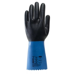Manusi PDE protectie chimica, din bumbac neopren albastru si negru, EUROCHEM NE530, grosime 0,90 mm, lungime 35 cm