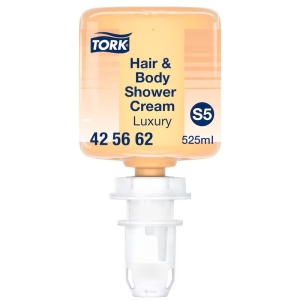 Crema de dus mini (525 ml) pentru spalare par si corp, rezerva pentru dispensere Tork 565200 si 565208