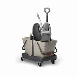 Carucior dublu cu 2 galeti 15 L, sistem New Line, roti metalice Ø 80 mm, MOTTO SILVER