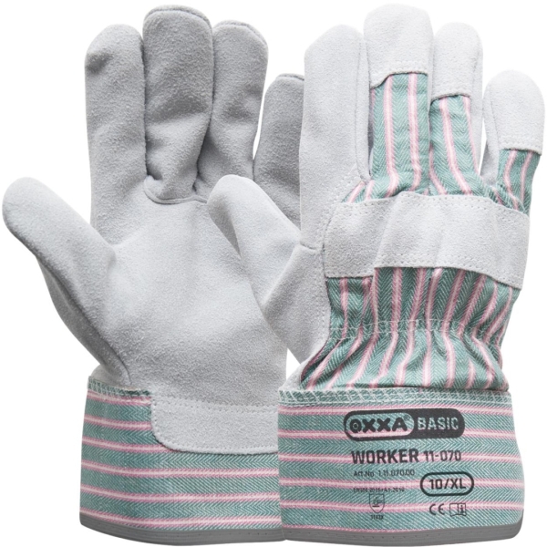 Manusi de protectie OXXA Worker 11-070, split leather, 10, din piele naturala, cu palma intarita, captusite, cu manseta elastica