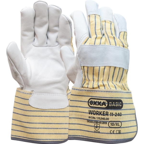 Manusi de protectie OXXA Worker 11-240, buffalo-grain, 10, din piele naturala, cu palma intarita, captusite