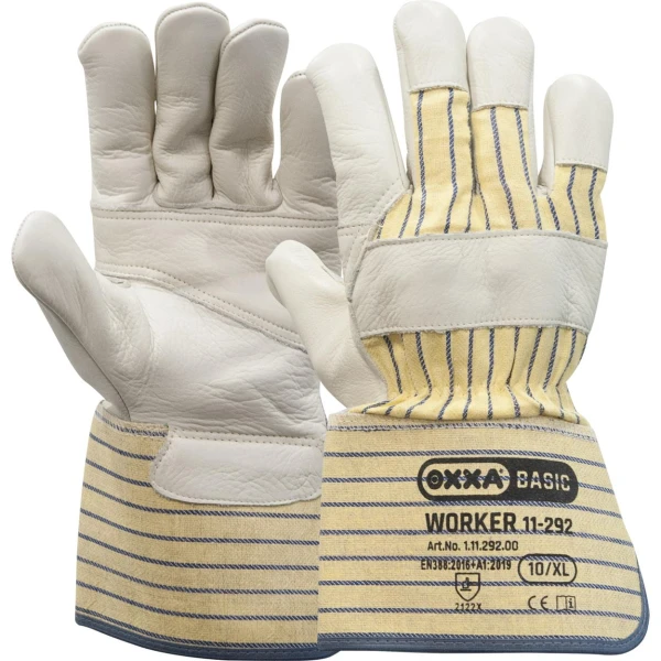 Manusi de protectie OXXA Worker 11-292, grain leather, 10, din piele naturala, cu palma intarita, captusite