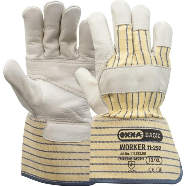 Manusi de protectie OXXA Worker 11-292, grain leather, 10, din piele naturala, cu palma intarita, captusite