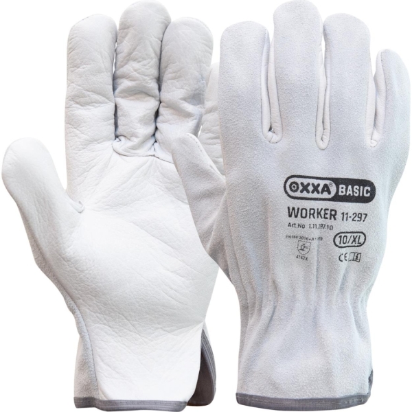 Manusi de protectie OXXA Worker 11-297, grain/split, 8-11, din piele naturala, captusite, cu manseta elastica