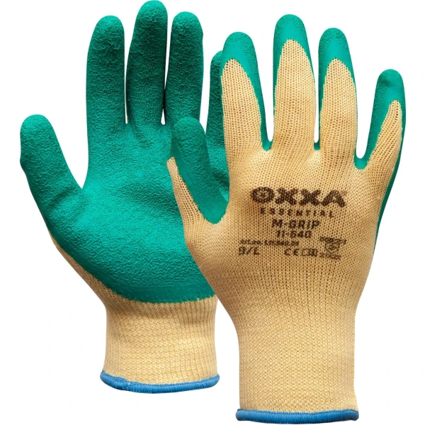 11154000.jpg Manusi de protectie OXXA M-Grip 11-540, verde/galben, 6-12, din latex, cu manseta elastica, cu aderenta ridicata