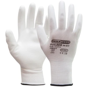 Manusi de protectie OXXA Builder 14-077, PU, alb, 7-11, din poliester, cu manseta elastica