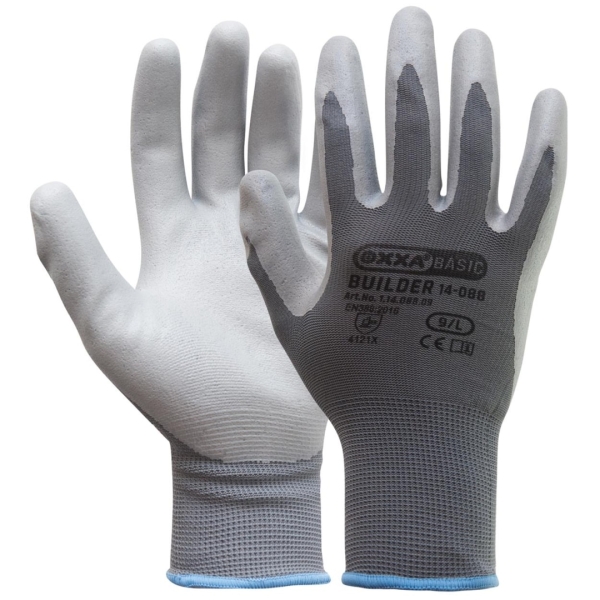 Manusi de protectie OXXA Builder 14-088, nitrile, gri, 7-11, din nitril, cu manseta elastica
