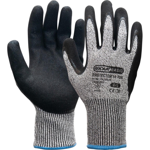 Manusi de protectie OXXA Protector 14-705 Cut D, bl/gr,9-11, din nylon, cu manseta elastica, cu aderenta ridicata
