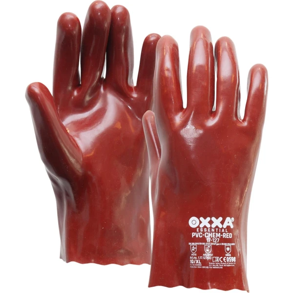 11712700.jpg Manusi de protectie OXXA PVC-Chem-rosu 17-127, 270 mm, 10, din bumbac, captusite