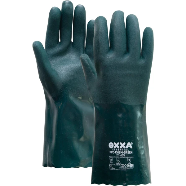12043500.jpg Manusi de protectie OXXA PVC-Chem-verde 20-435, 350 mm, 9-10, din bumbac, captusite, cu aderenta ridicata