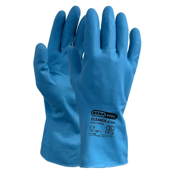 14150100.jpg Manusi de protectie OXXA Cleaner 41-501, latex, albastru, 7-10, din bumbac