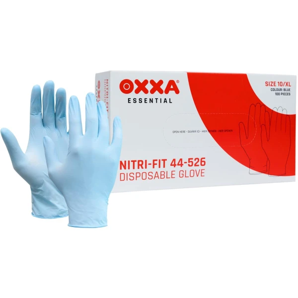 14452600.jpg Manusi de protectie OXXA Nitri-Fit 44-526 a 100 st, bl, 7-10, din latex, cu manseta elastica