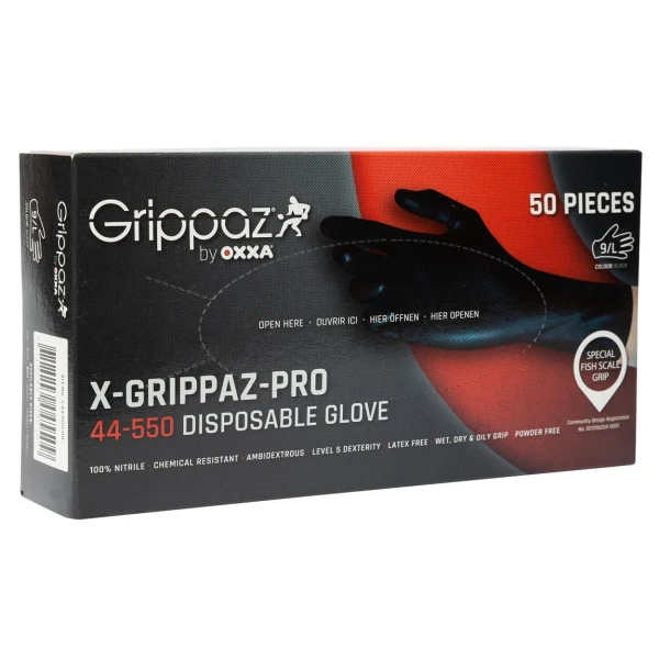 Manusi de protectie OXXA X-Grippaz-Pro 44-550,blck,50pc,7-12, din piele naturala, cu manseta elastica, cu aderenta ridicata