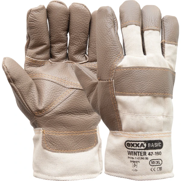 Manusi de protectie OXXA Winter 47-190, furnitureleather, 10, din piele naturala, cu palma intarita, captusite