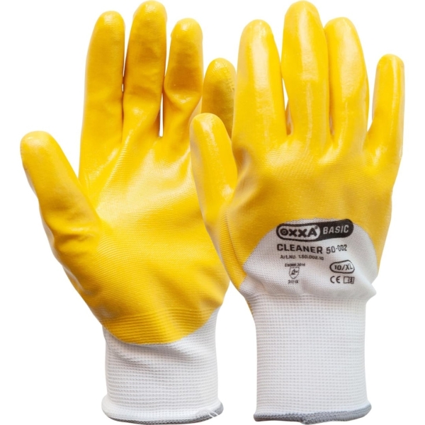 Manusi de protectie OXXA Cleaner 50-002,NBR wrist,yllw,8-10, din nitril, cu manseta elastica, cu aderenta ridicata