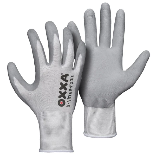 15128000.jpg Manusi de protectie OXXA X-Nitrile-Foam 51-280,gri/wh, 7-11, din nylon, cu manseta elastica, cu aderenta ridicata