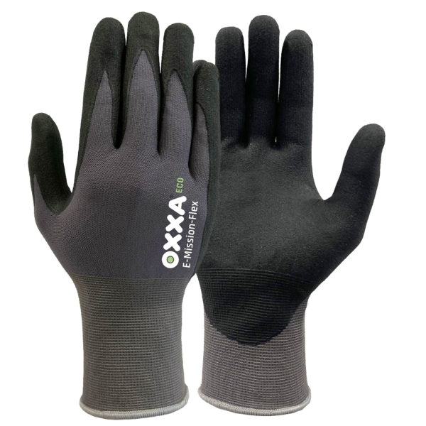 Manusi de protectie OXXA E-Mission-Flex 52-200, blck/gr,6-12, din nitril, cu manseta elastica, cu aderenta ridicata